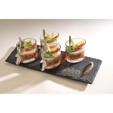 Plateau Ardoise Poignées Corde 35x25cm