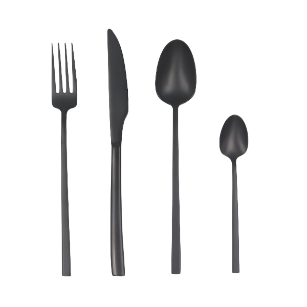 PRISME ANTHRACITE MAT 4mm MENAGERE 48-piece COUTEAU MIXTE