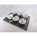 PLATEAU COUPELLES JONQUE Metal blanches 9 PCS