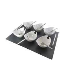 PLATEAU COUPELLES JONQUE Metal blanches 9 PCS
