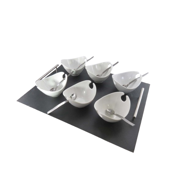 PLATEAU COUPELLES JONQUE Metal blanches 9 PCS
